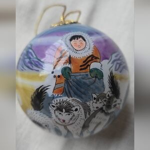 Hand-Painted Ornament with Arctic Scene